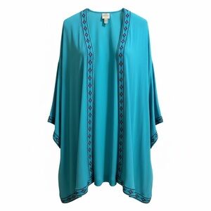 EUC Blue Embroidered Open Front Tunic